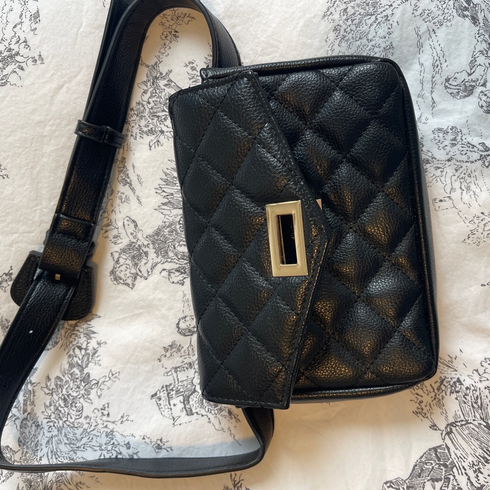 Black Quilted Leather Fanny Pack
